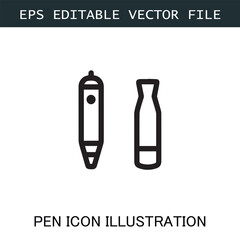 Pen Icon Logo Vector Image in Black and White for Stationery Branding and Graphic Design
