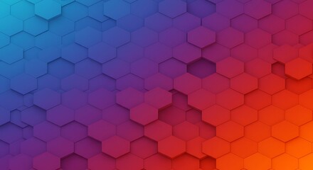 Hexagon Pattern Background with Blue Purple and Red Gradient