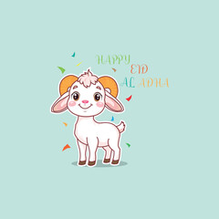 Happy Eid Al Adha Cartoon Goat Illustration