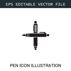 Pen Icon Logo Vector Image in Black and White for Stationery Branding and Graphic Design
