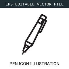 Pen Icon Logo Vector Image in Black and White for Stationery Branding and Graphic Design

