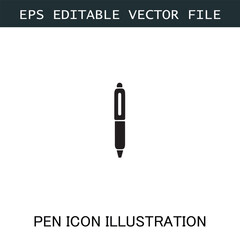 Pen Icon Logo Vector Image in Black and White for Stationery Branding and Graphic Design
