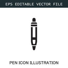 Pen Icon Logo Vector Image in Black and White for Stationery Branding and Graphic Design
