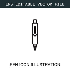 Pen Icon Logo Vector Image in Black and White for Stationery Branding and Graphic Design
