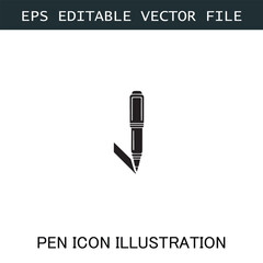Pen Icon Logo Vector Image in Black and White for Stationery Branding and Graphic Design
