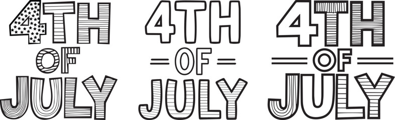 Modern Bold 4th of July Vector with Clean Sparkle Design, Modern Independence Day Typography Design, Bold 4th of July Vector with Sparkles and Stars