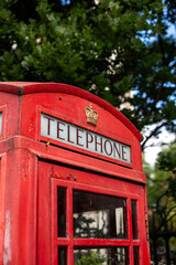 Red Telephone Box in London Garden