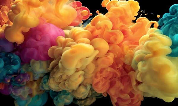 Colorful Ink Plumes in Motion with Abstract Swirling Patterns