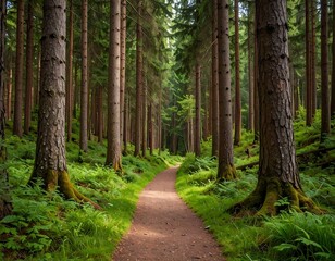 Fototapeta premium Path through a sunlit forest