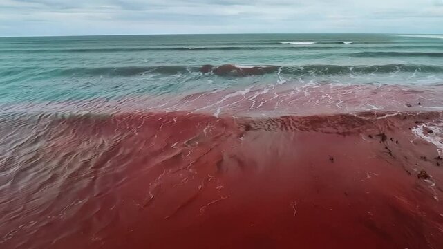 Polluted Red Tide Ocean Waters