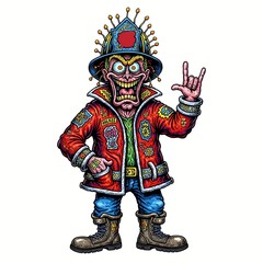 cartoon caricature illustration of a crazy funny wild fireman fire man. silly, goofy, man, worker, humor, rescue, expressive, face, uniform, outfit, costume, gear, flames, smoke, job, professional