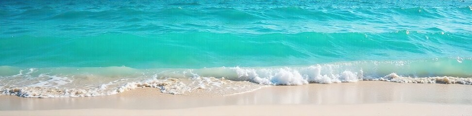 Fototapeta premium Serene, turquoise water gently laps a tranquil shore, creating a calming atmosphere Perfect for relaxation, spa, travel, and nature themes , vacation, water