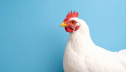 Photo of a Broiler chicken on plain blue background