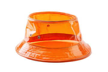 PNG Bright orange transparent bucket hat with double ventilating grommets