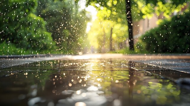 Reflection of streets and architectural contours after rain