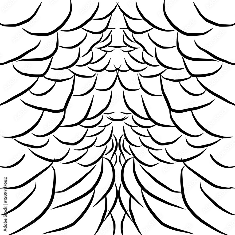 Poster an artistic drawing of abstract curved lines, meticulously arranged, converging at a central point, 