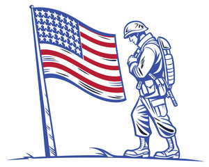 USA Flag Army of july vector