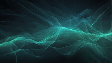 Fototapeta premium Teal abstract waves flowing dark background,