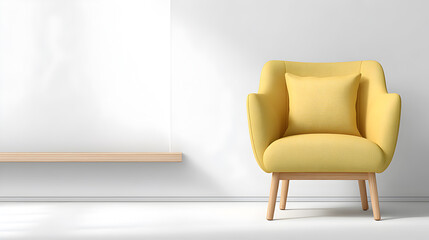a stylish yellow armchair in a well-lit room, creating a bright and inviting atmosphere