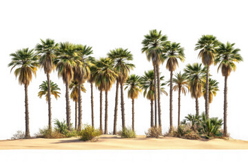 High-resolution palm trees oasis clipart png image for graphic design, tropical illustrations, and summer projects isolated on transparent background