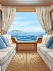 Fototapeta premium Comfortable sea dwelling with sunshine shining on the cabin