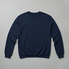 Fototapeta premium Navy Blue Blank Sweatshirt Mockup Against a Light Gray Concrete Background