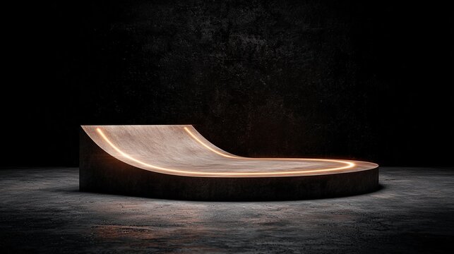 Abstract Glowing Skateboard Ramp Looping Around Saturn's Rings