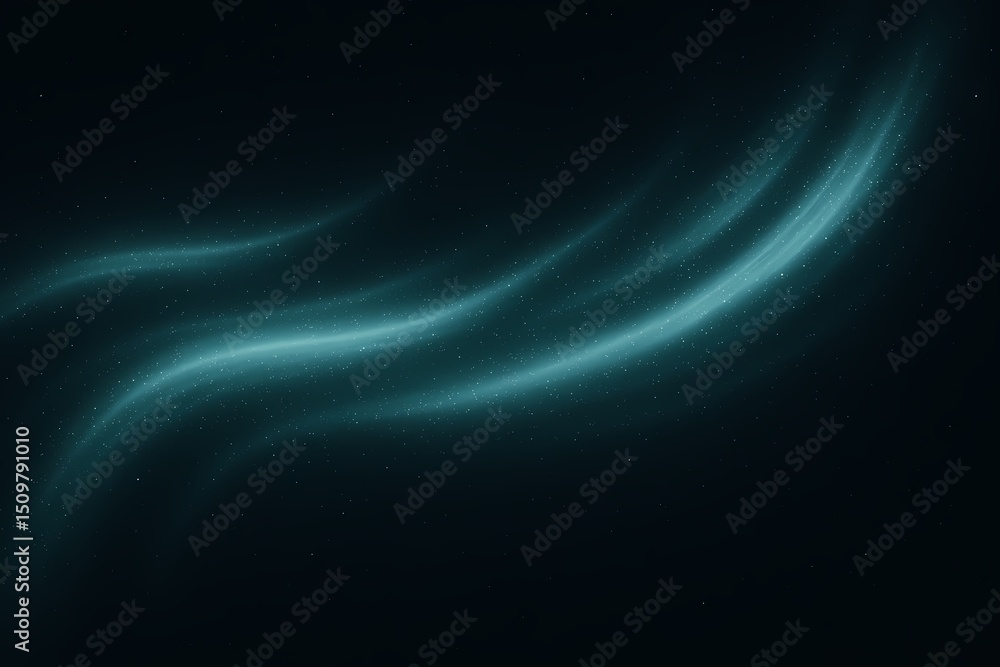 Wall mural abstract black background with cosmic green particles and deep shadows