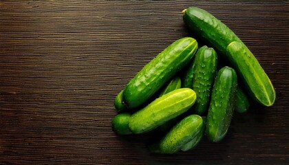 The cucumber and some cucumber slices on the table look so delicious