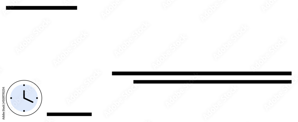 Poster circular clock, horizontal lines symbolizing text or organization. ideal for time management, schedu