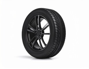 Obraz premium 3D photo-realistic rendering of one automotive tire with detailed grooves and glossy rim