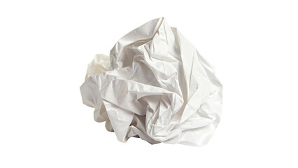 crumpled sheet of white paper forming a ball  isolated on transparent background