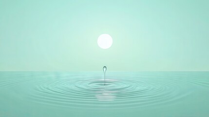 A water drop impacting a tranquil surface.