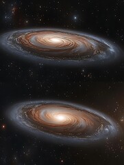 Two Spiral Galaxies Displaying Star Systems And Cosmic Space