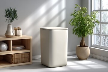 Ivory rectangular recycle bin design high resolution photo