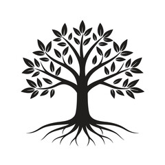 Obraz premium Tree black silhouette vector on white background