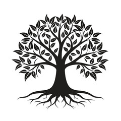 Obraz premium Tree black silhouette vector on white background