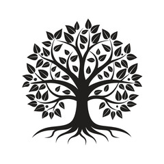 Obraz premium Tree black silhouette vector on white background
