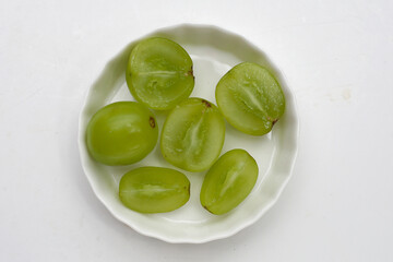 Shine muscat grape on white background.