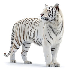 Obraz premium A stylized hyper-realistic CGI tiger standing strong with detailed fur and intense eyes.