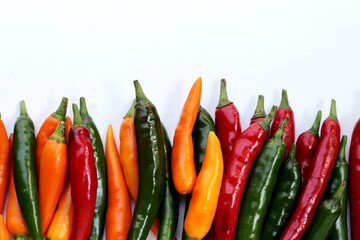 Chili peppers on a white background.