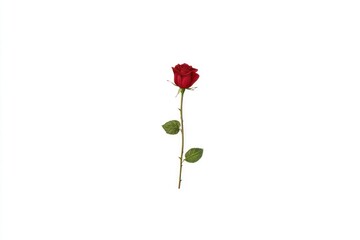 Obraz premium Single red rose on white background