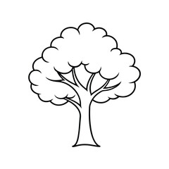 Cartoon tree outline illustration for kids' coloring book