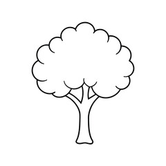 Cartoon tree outline illustration for kids' coloring book