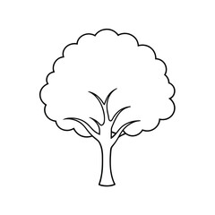 Cartoon tree outline illustration for kids' coloring book