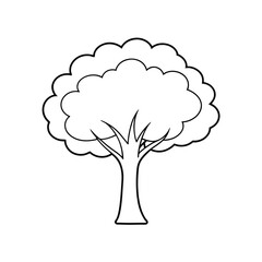 Cartoon tree outline illustration for kids' coloring book
