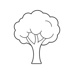 Cartoon tree outline illustration for kids' coloring book