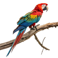 Obraz premium A vibrant full-body macaw parrot perched gracefully with colorful feathers and a lively posture.