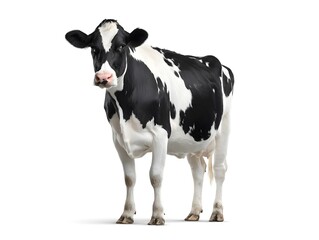 Black and white cow against a plain white background.