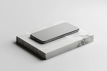 UI design mockup with stone slab platform